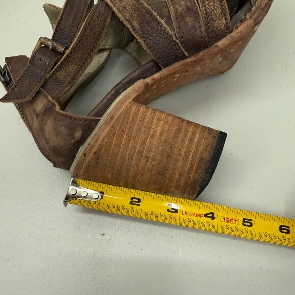Freebird by Steven Claw Distressed Leather Heeled Open Toe Sandals Shoe Womens 9 - Picture 11 of 11